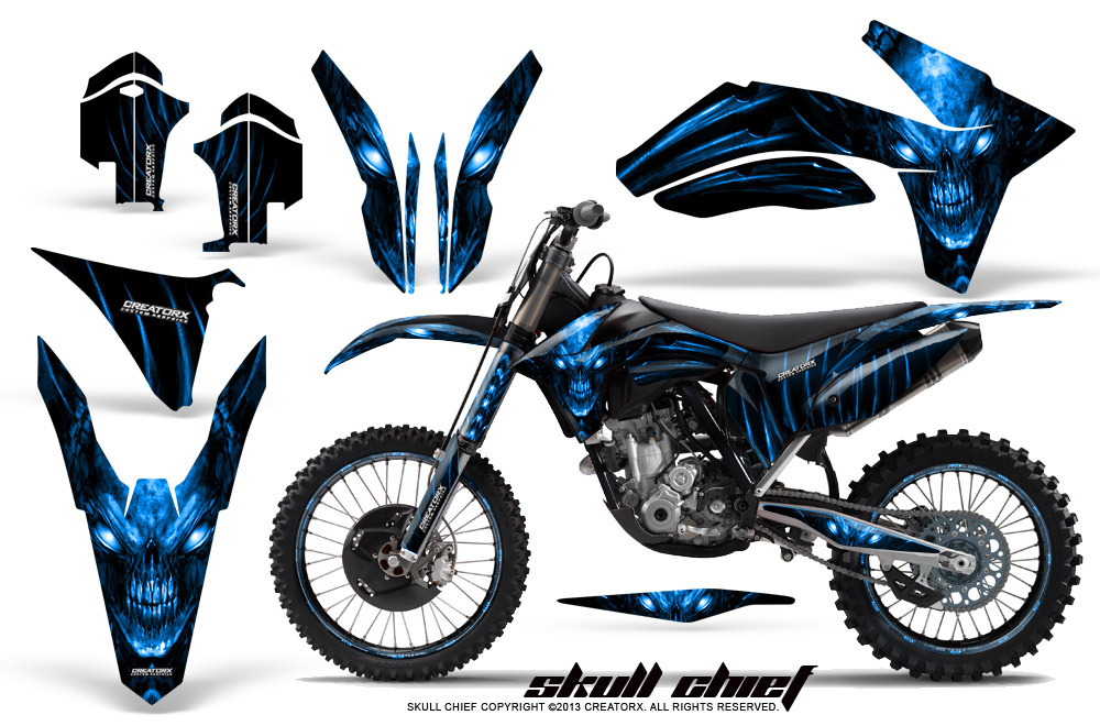 KTM C7 2011 Graphics Kit Skull Chief Blue NP Rims